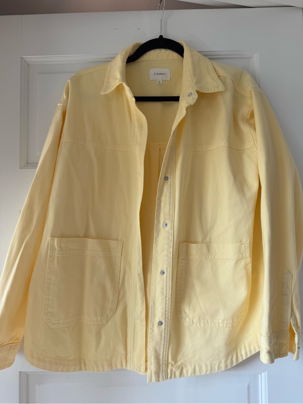 Z Supply Light Yellow Shirt Jacket with Front Patch Pockets